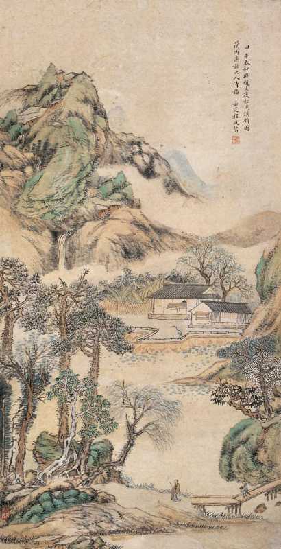 程庭鹭 甲午（1834年）作 松风溪馆图 立轴